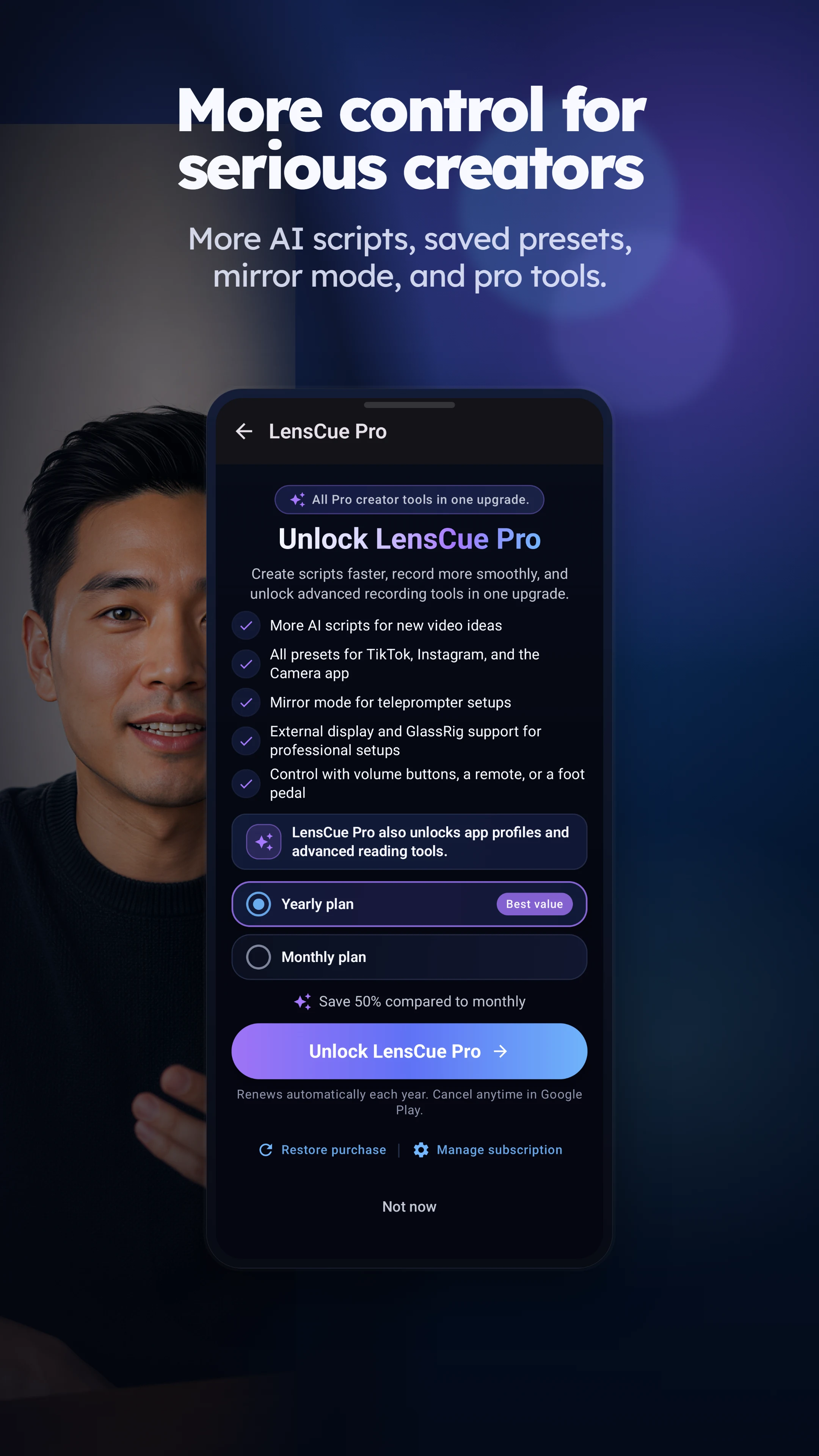 LensCue: Floating Teleprompter screenshot
