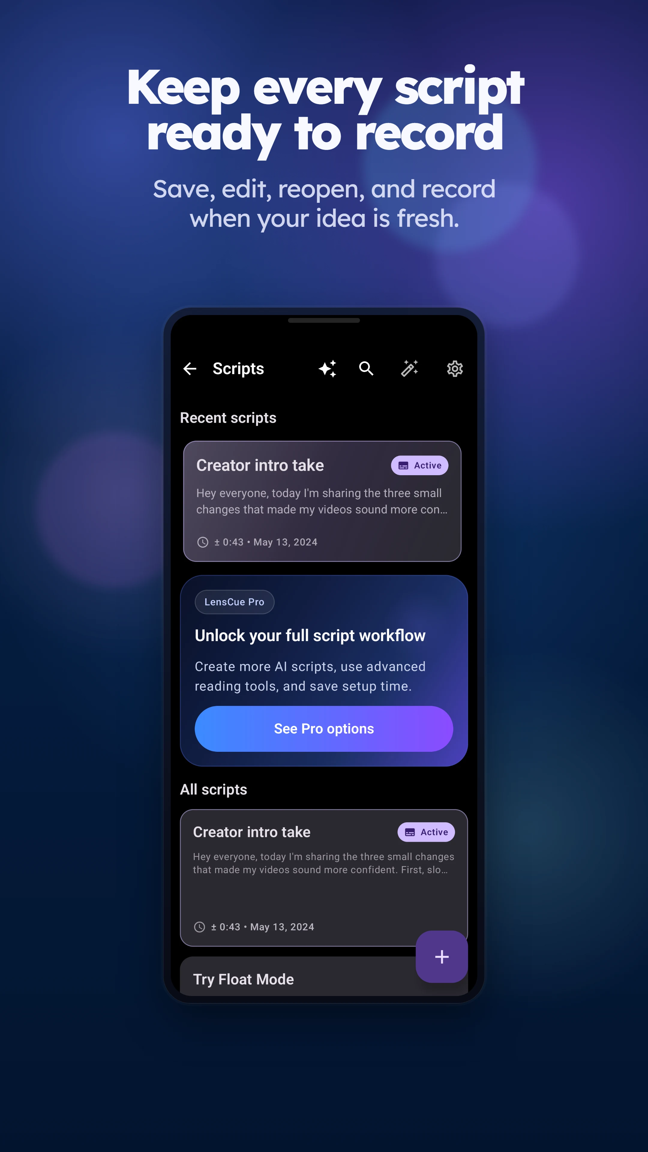 LensCue: Floating Teleprompter screenshot